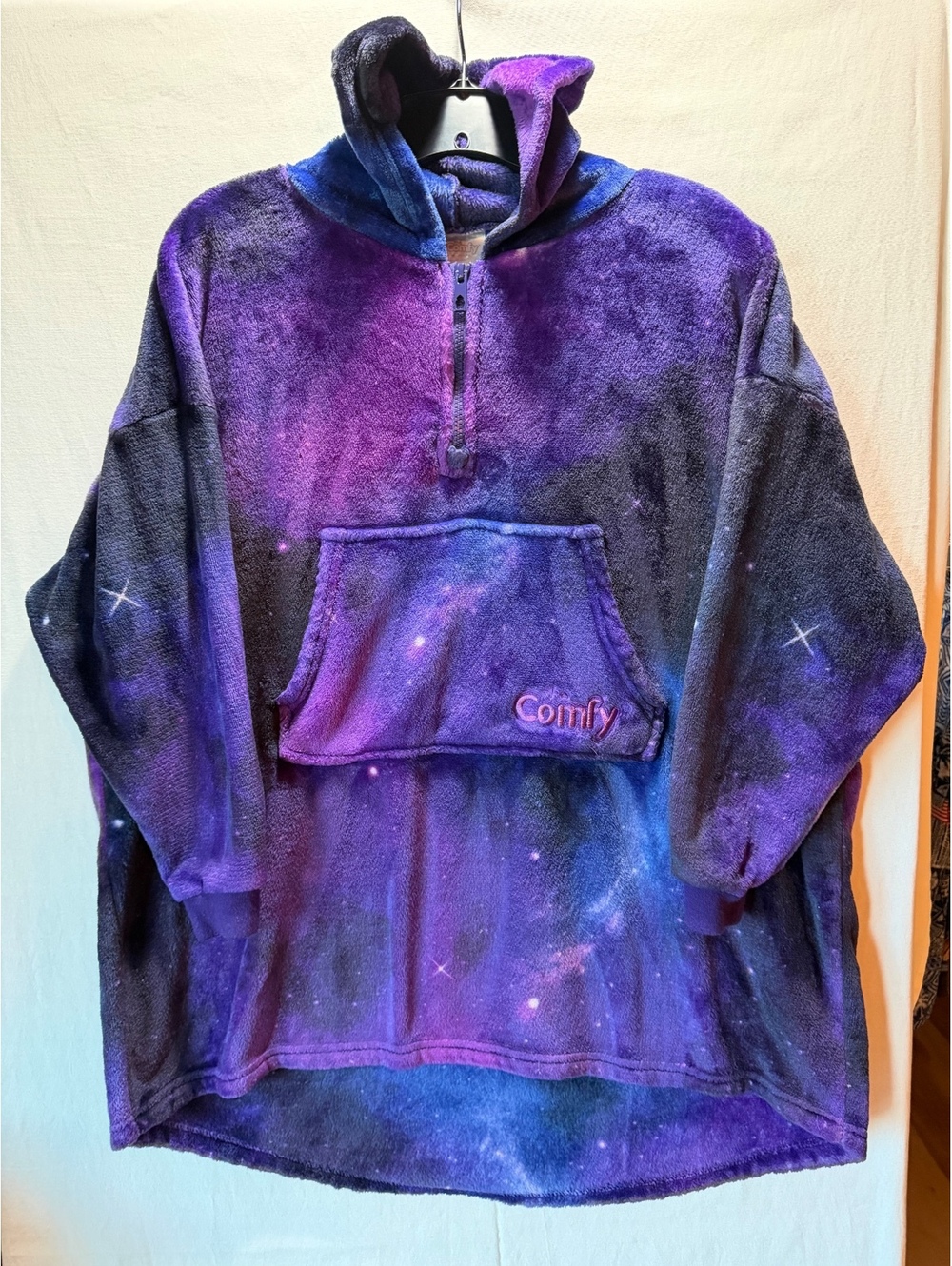 Comfy Cozy Galaxy Print Half-Zip Hoodie Sweatshirt